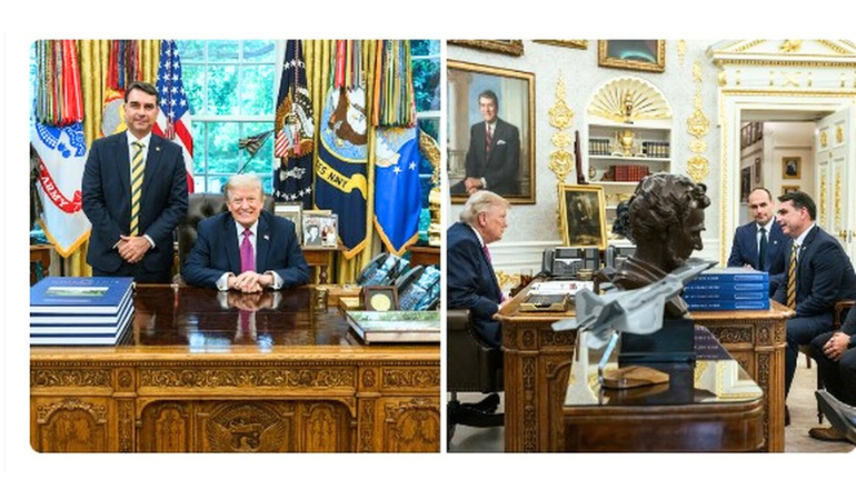 Donald Trump elogia Flávio Bolsonaro em meio à crise das tarifas contra o Brasil